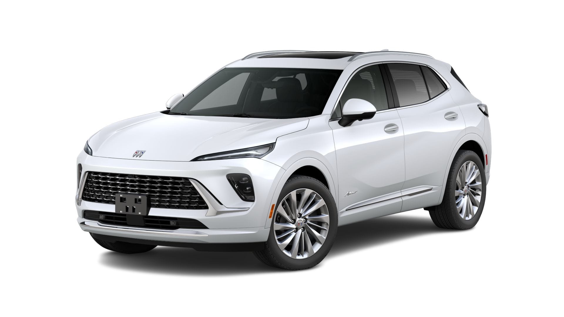 2026 Buick Envision Avenir in Iridescent White Tricoat — front three-quarter view